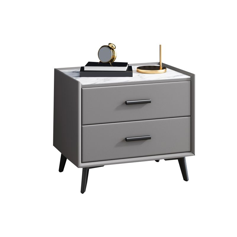 Contemporary Night Table Antique Finish Nightstand with Drawers