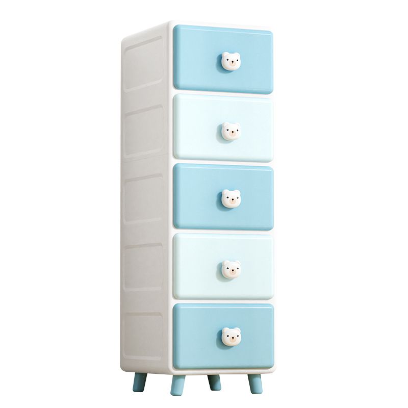 Contemporary Vertical Nursery Dresser Plastic Kids Nightstand with Drawers