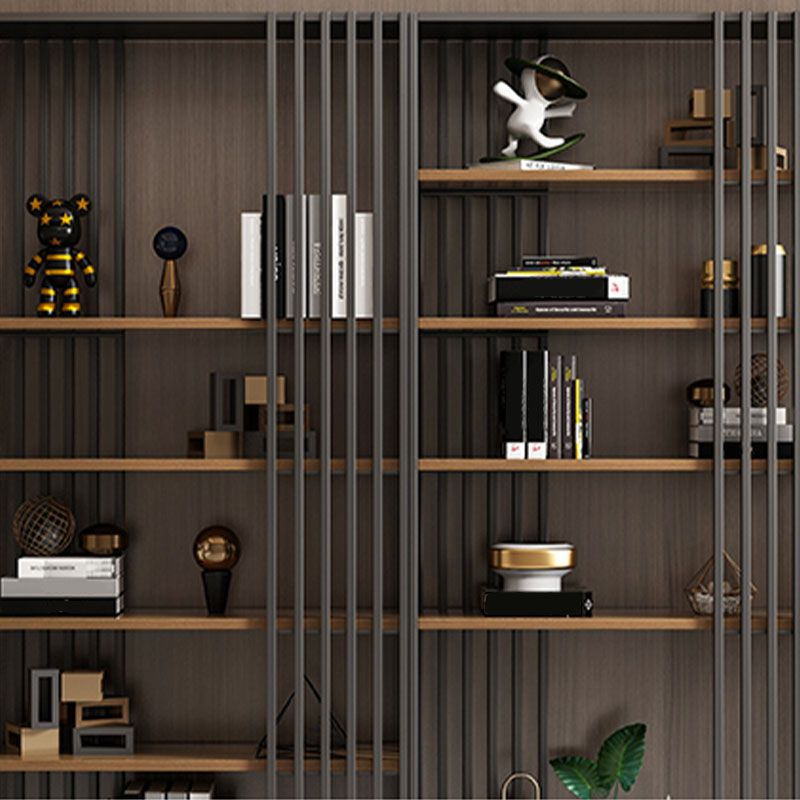 Contemporary Metal and Wooden Book Shelf Open Vertical Shelf Bookcase