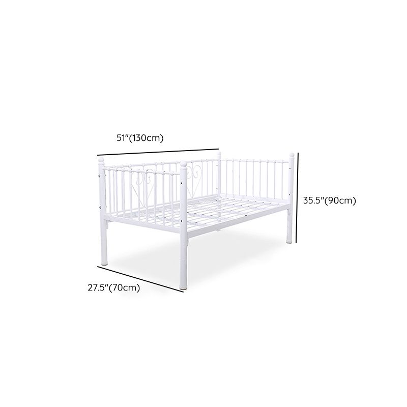 Metal Fixed Side Crib in White Mattress Included Crib with Guardrail