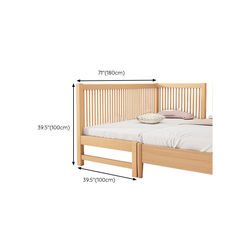 Scandinavian Beech Wood Nursery Bed Natural Nursery Crib with Guardrail