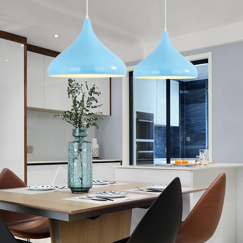 Macaron Matel Hanging Light, Nordic Teardrop Shade 1-Light Pendant Lighting