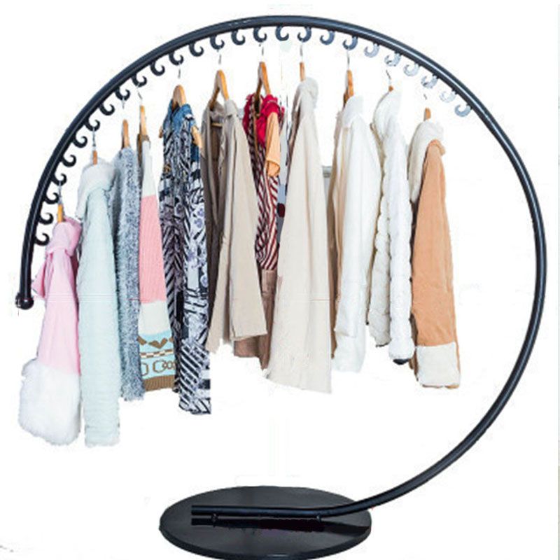 Luxurious Metallic Round Coat Hanger Free Standing Hooks Design Coat Rack