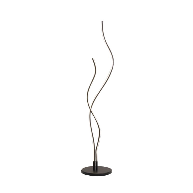 Modernist Waving Line Stand Up Lamp Acrylic LED Bedroom Reading Floor Light in Black/White