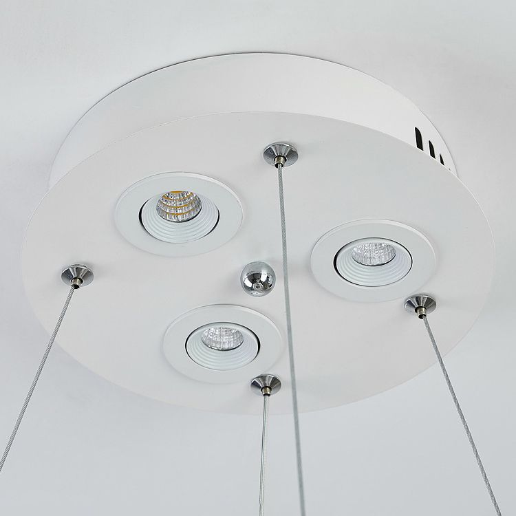 Lumières de lustre circulaire moderne luminaire de lustre en plumes en blanc