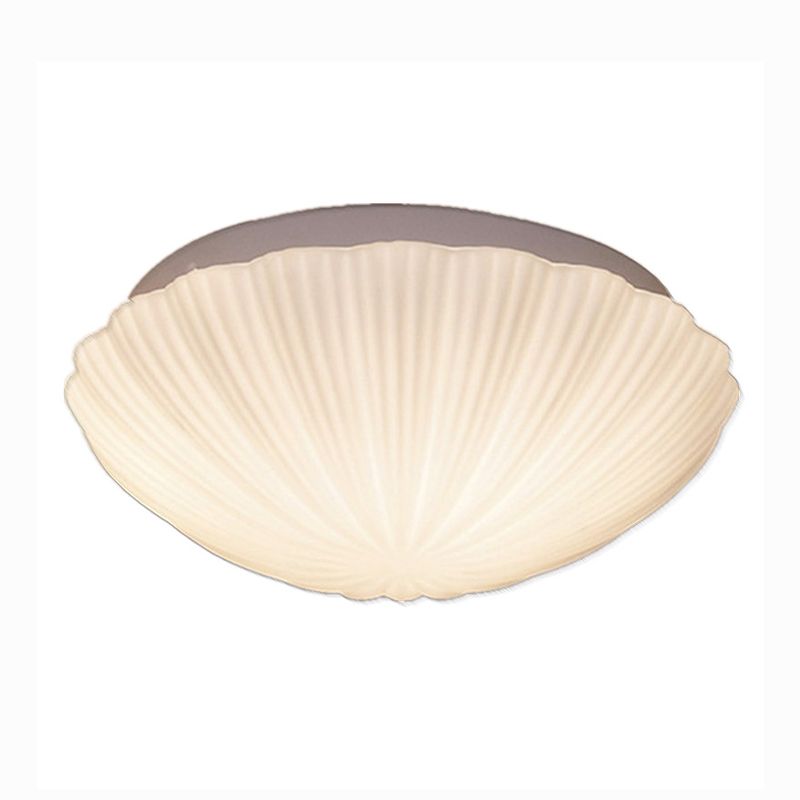 Shell Shape Ceiling Lamp Modern Iron Flush Mount with Glass Lampshade for Balcony