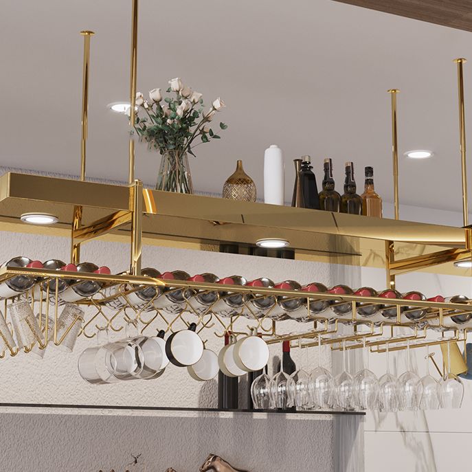 Hanging Wine Rack Stainless Steel Wine Bottle & Glass Rack for Dining Room