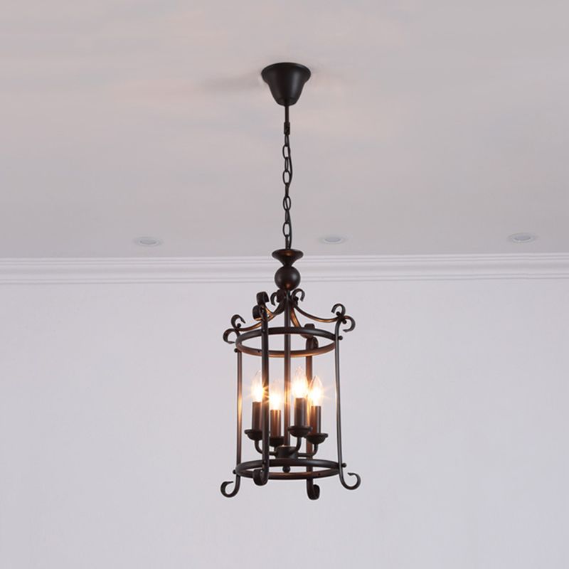 Black Chandelier Hanging Light Fixture Retro Metal Lantern Chandelier Hanging Light Fixture