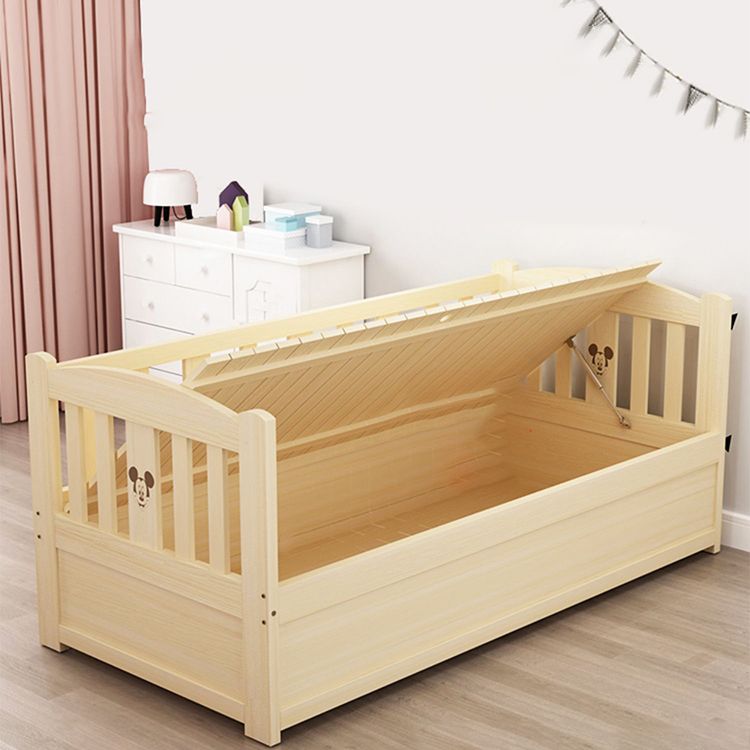 Farmhouse Wood Baby Crib Pine Light Wood Nursery Crib with Storage