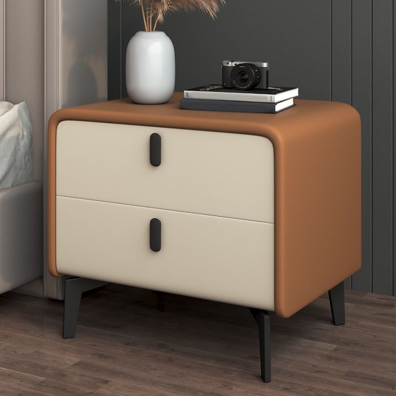 Modern Flat Top Kids Nightstand Pine Nightstands with 2 Drawers