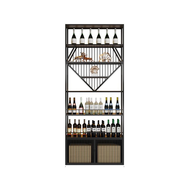 Iron Floor Bottle Wine Rack Contemporary Wine Holder with Storage Shelves