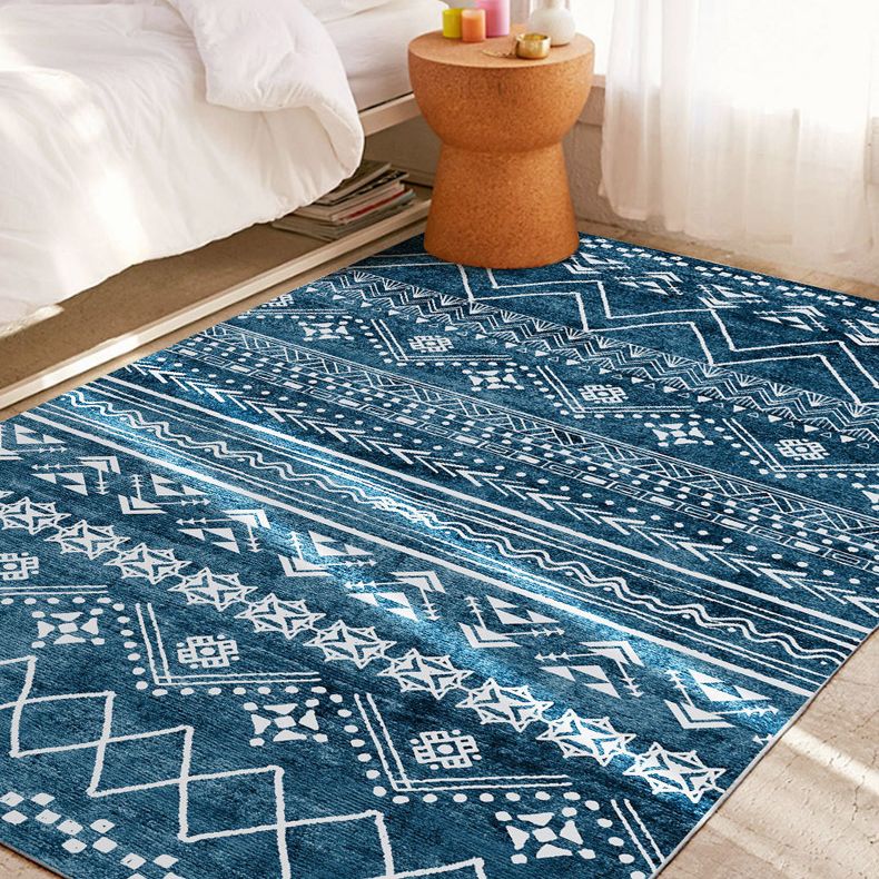 Multicolor Boho Indoor Rug Polyester Tribal Symbols Rug Stain Resistant Indoor Rug for Living Room