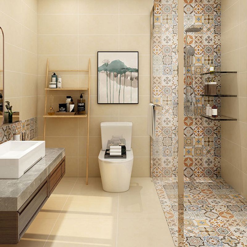 Morocco Square Tile Flower Pattern Singular Tile for Bathroom