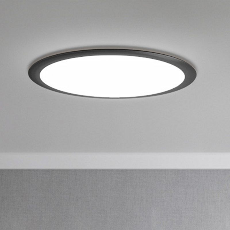 Metallic Round Ceiling Mounted Fixture Minimalist LED Black Flush Lighting in White/Warm Light, 16.5"/20.5"/24.5" Dia