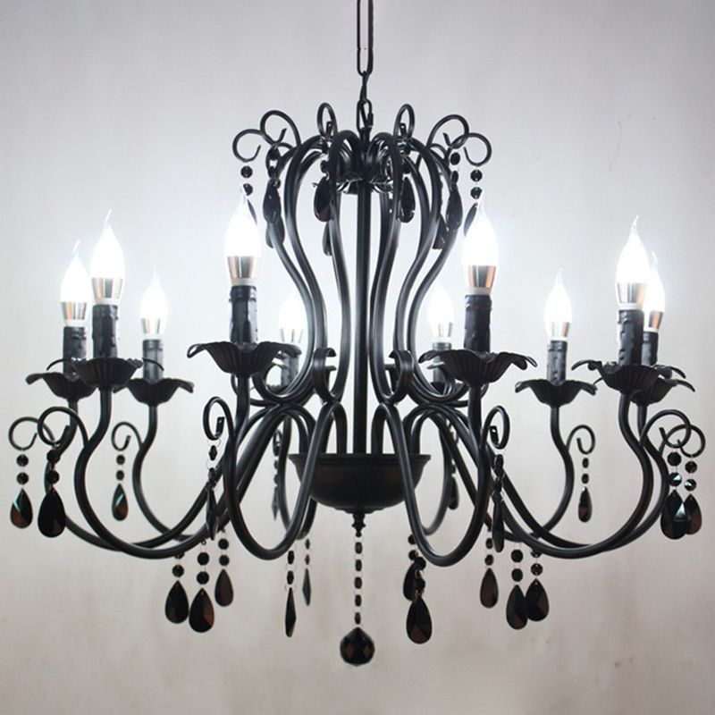 Metal Candle Pendant Lighting European Multi Lights Hanging Lamp