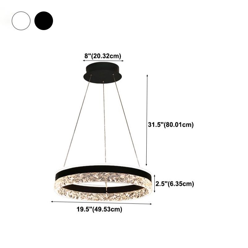 Modern Chandelier LED Hanging Pendant Light Fixture with Acrylic Shade for Living Room