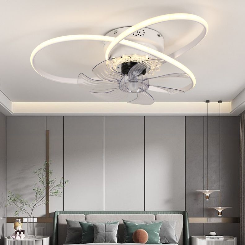 7-Blade LED Ceiling Fan Contemporary Polish Finish Fan with Light for Foyer