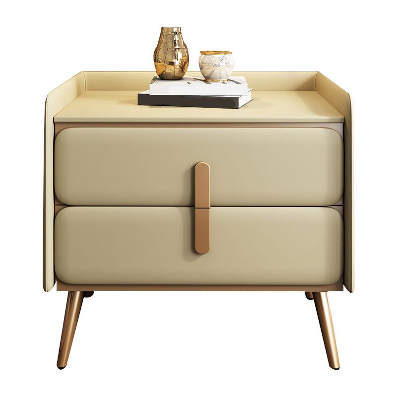 Contemporary Accent Table Nightstand Faux Leather Bed Nightstand