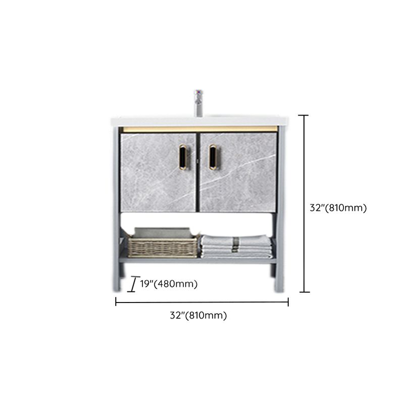 Modern Aluminium Faucet Included Bathroom Sink Vanity with Soft Close Door