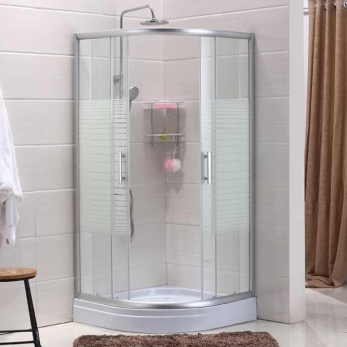 Contemporary Shower Stall Striped Round Semi-Frameless Shower Stall