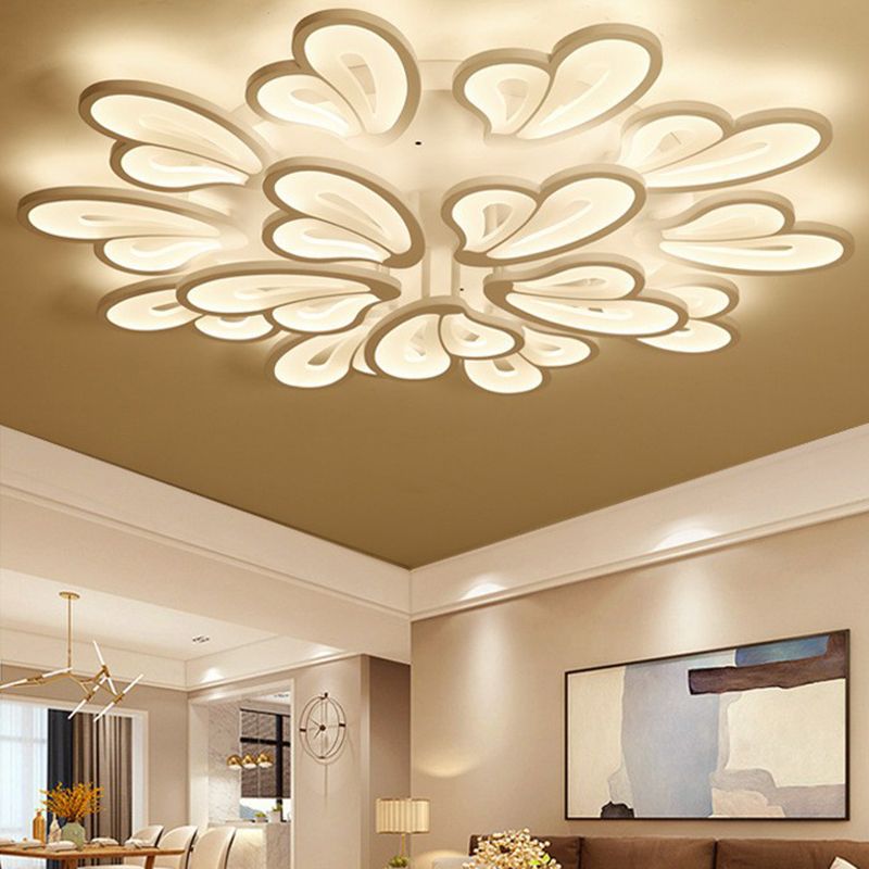 Acrylic Butterfly Flush Mount Light Contemporary White LED Semi Flush Ceiling Light