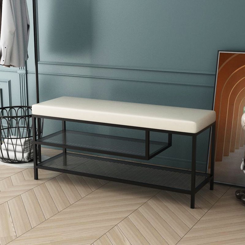 12.6 Inch Wide Seating Bench Modern Metal Cushioned Entryway Bench