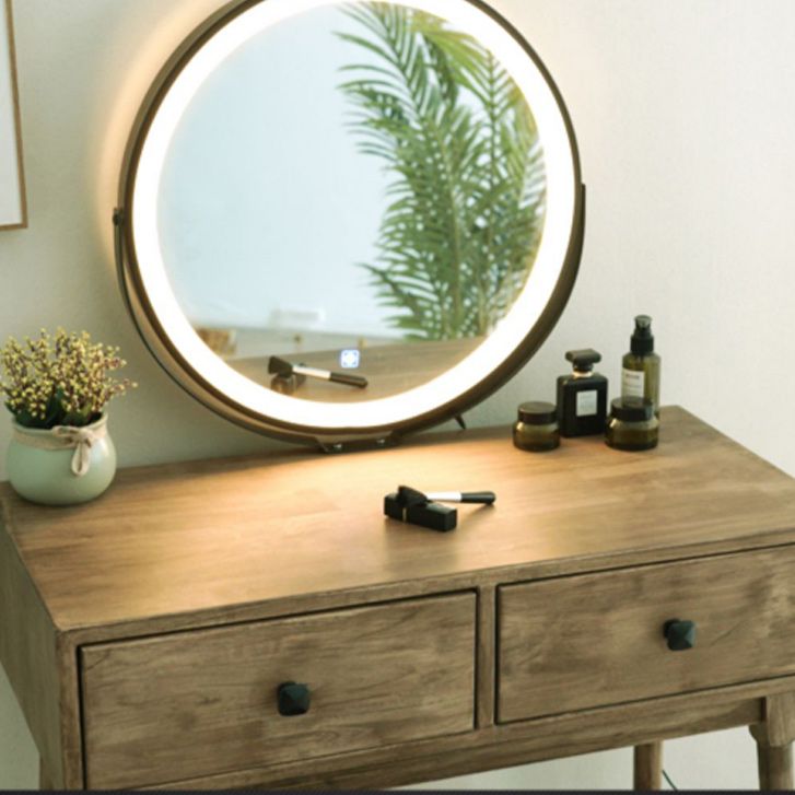 Scandinavian with Drawer Natural Lighted Mirror Bedroom Make-up Vanity