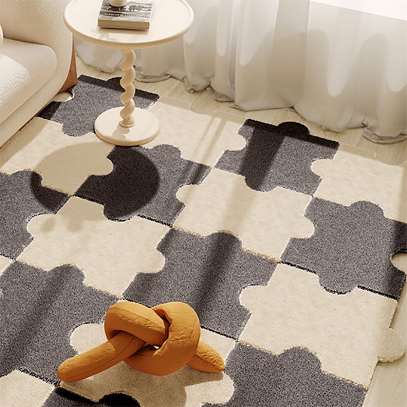 Modern Carpet Tiles Soft Shag Puzzle Detail Stain Resistant Carpet Tiles