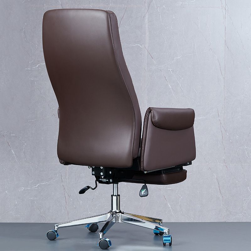 Contemporary High Back Managers Chair Brown Faux Leather Executive Chair