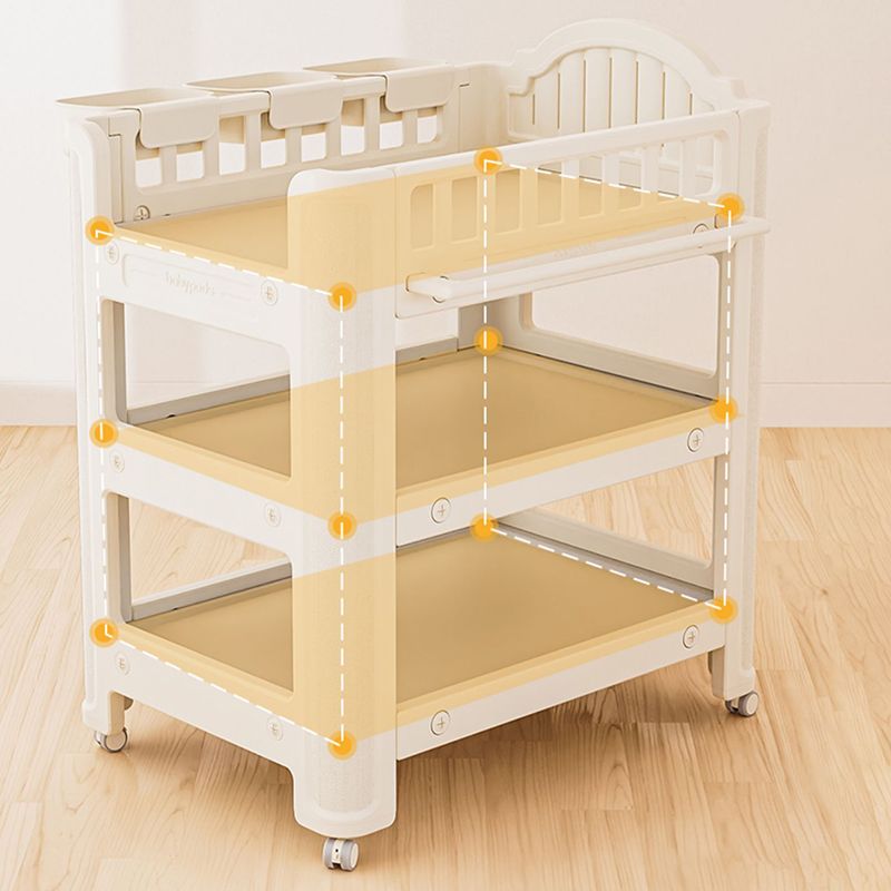 Arch Top White Baby Changing Table with Shelf, Changing Table with Storage