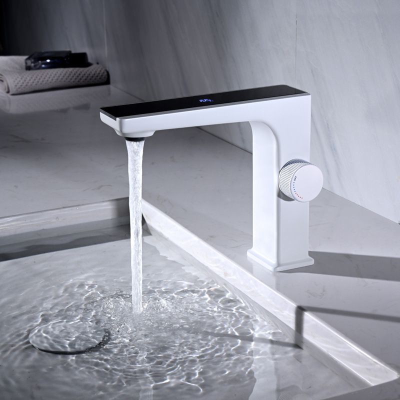 Contemporary Faucet Solid Color Metal LED Vanity Sink Faucet for Bathroom