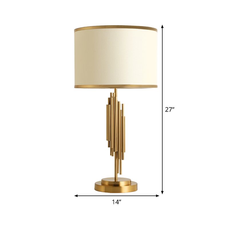 Barrel Task Lighting Contemporary Fabric 12"/14" Wide 1 Bulb Gold Small Desk Lamp for Bedside