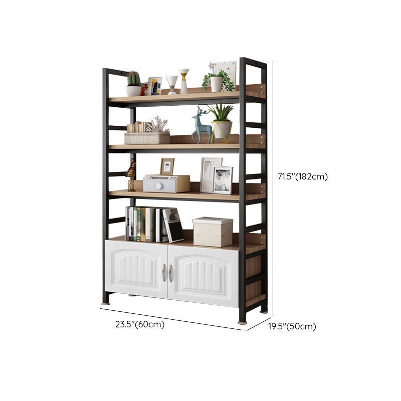 Modern Open Back Shelf Bookcase with Cabinets for Home Office