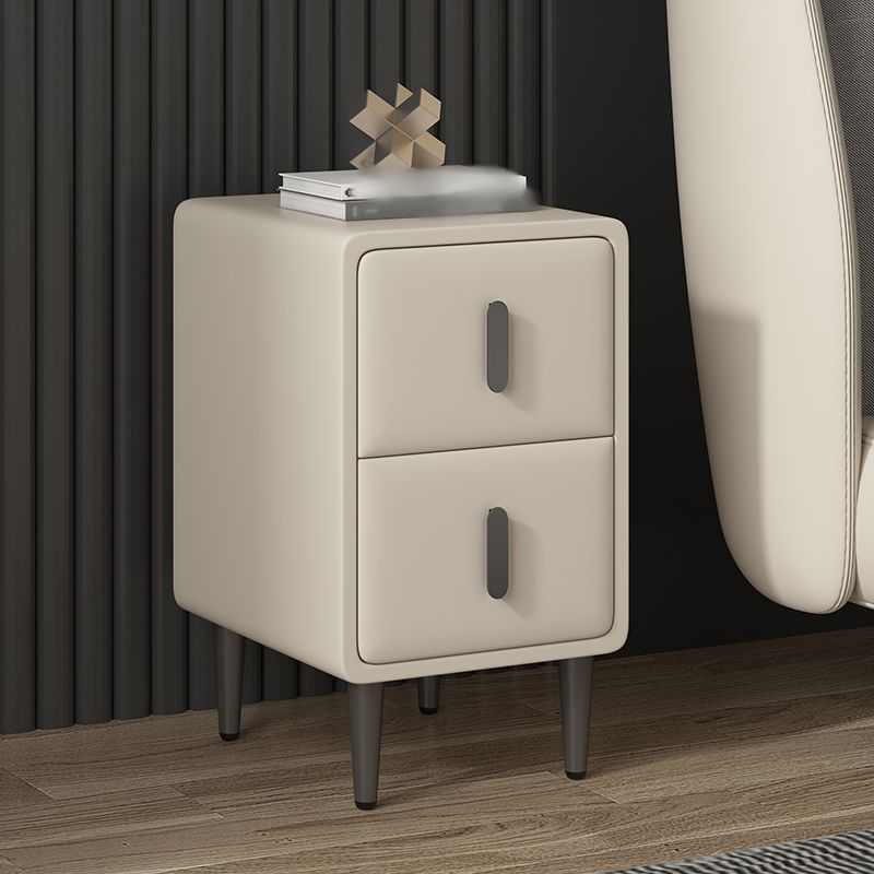 Modern 20'' Tall Bed Nightstand 2-Drawer Storage Faux Leather Legs Included Nightstand