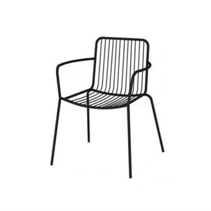 Modern Outdoors Dining Chairs Iron With Arm Stacking Patio Arm Chair