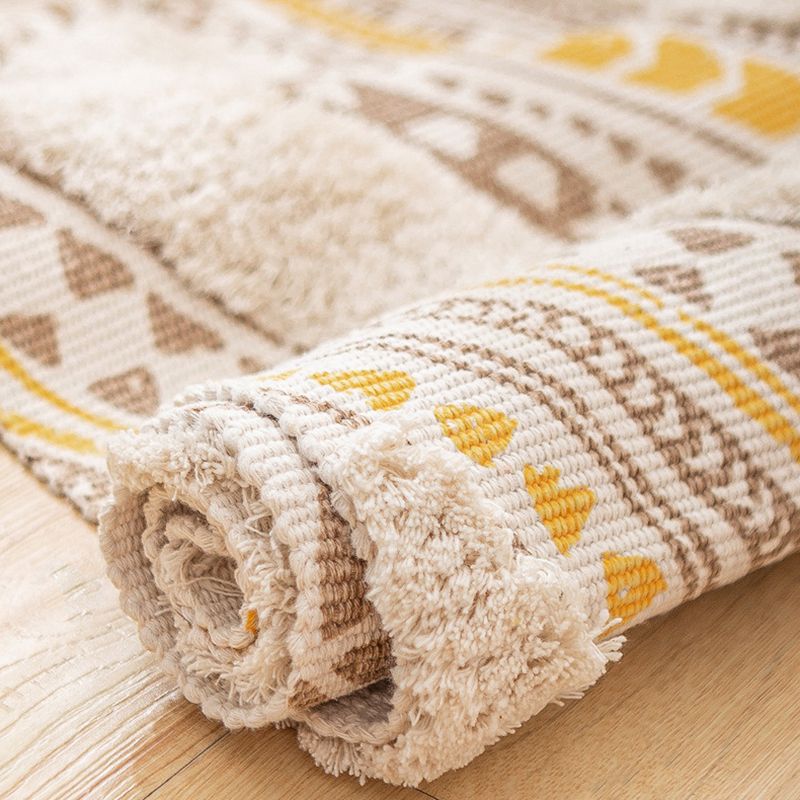 Creative Moroccan Indoor Rug Comfort Cotton Blend Carpet Easy Care Rug with Fringe for Home Decor