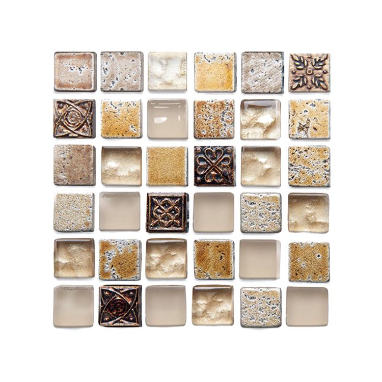 Plastic Peel & Stick Mosaic Tile Mosaic Tile Wallpaper with Square Shape