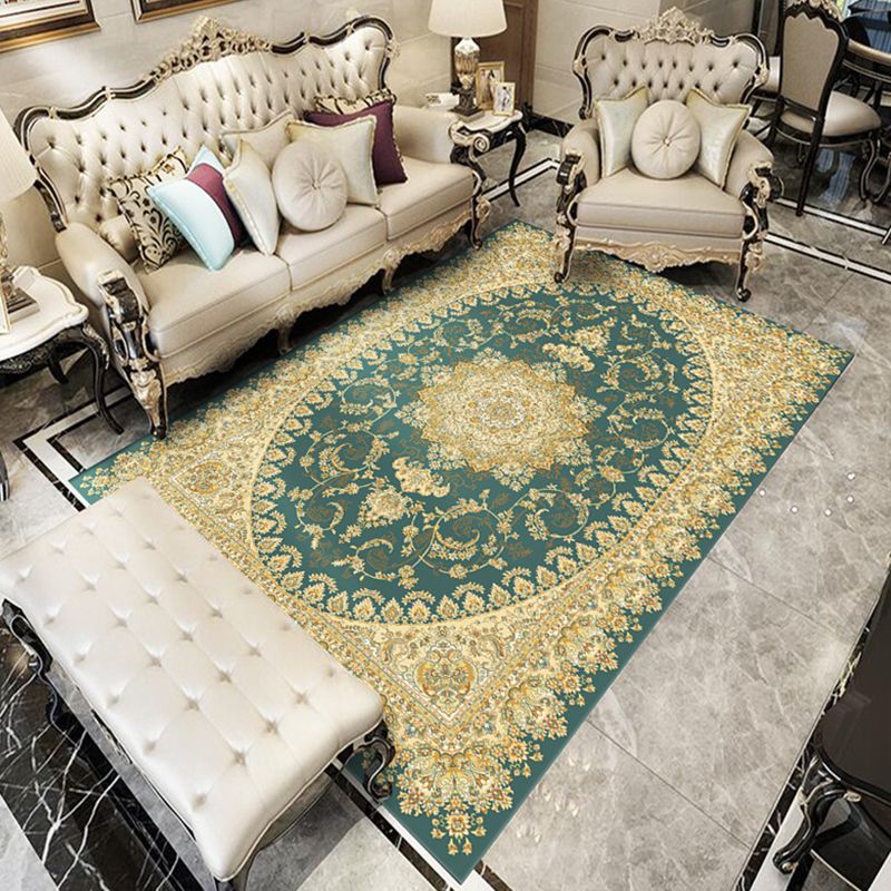 Glam Floral Swirls Rug Multicolor Victorian Rug Synthetics Pet Friendly Non-Slip Stain Resistant Rug for Home