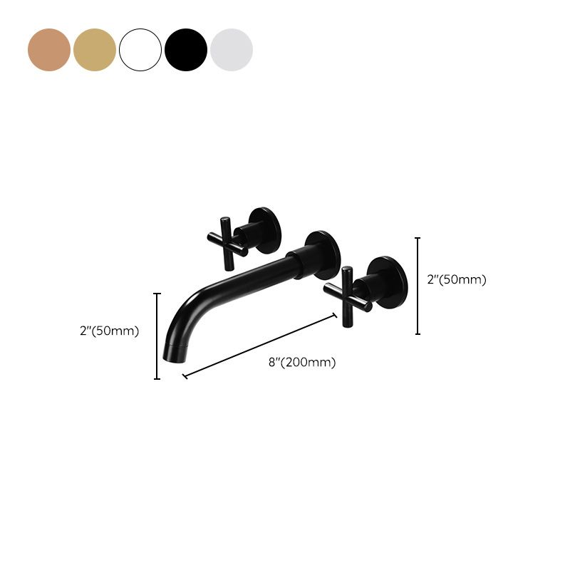 3 Holes Faucet 2 Cross Handles Wall Mounted Faucet for Bathroom