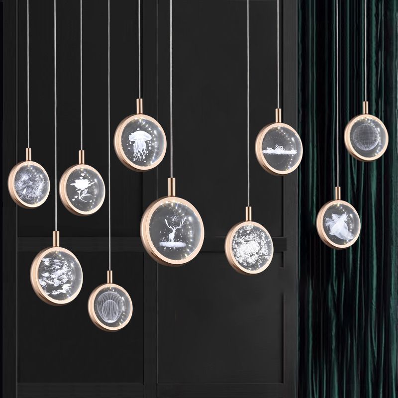 Modern Style Creative Hanging Light Crystal Shade Pendant Lighting Fixture