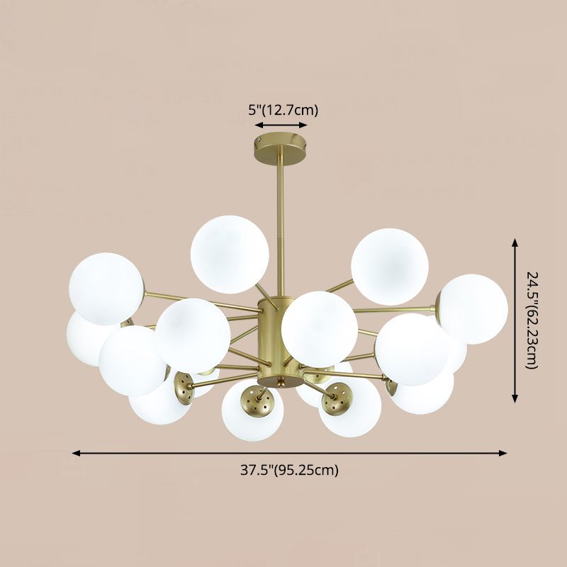 Gold Modern Chandelier with Milk White Glass Shade Suitable for Dining Room Bedroom