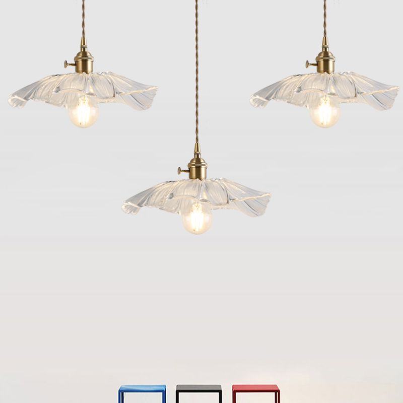 Flower Shape Shade Ceiling Pendant Lamp  Vintage Industrial  Clear Glass Hanging Light