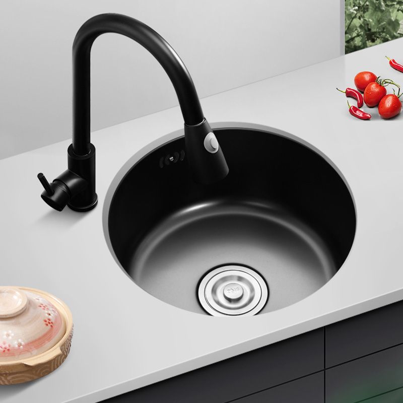 Contemporary Style Kitchen Sink Round Stainless Steel 1 Holes Kitchen Sink