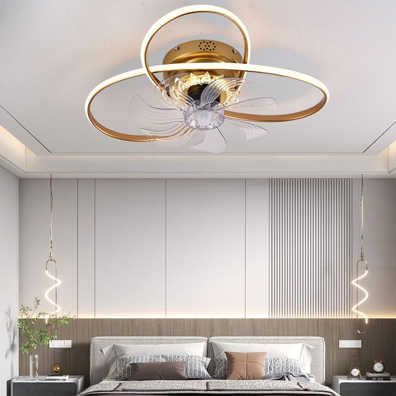 7-Blade LED Ceiling Fan Contemporary Polish Finish Fan with Light for Foyer