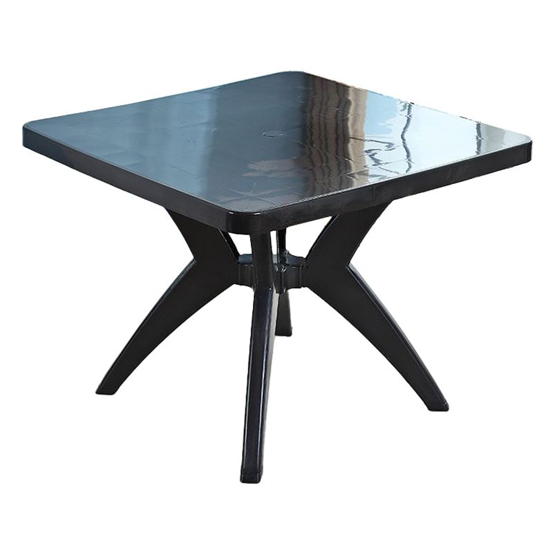 Modern Plastic Dining Table Outdoor Water Resistant Patio Table with Umbrella Hole