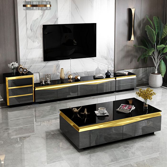 Glass and Wood TV Cabinet Gorgeous Style Home Closed TV Stand Console