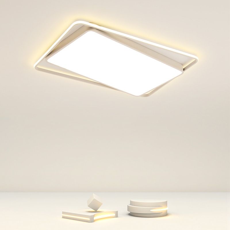 Modern White Flush Mount Lighting Geometric LED Ceiling Light for Living Room