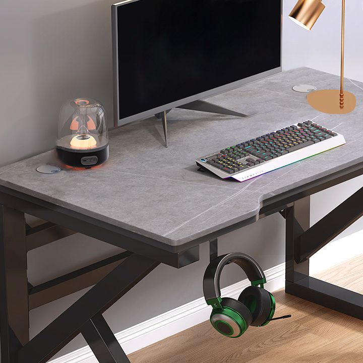 Industrial Stone Office Desk 23.62-inch Wide Sled Base Writing Desk