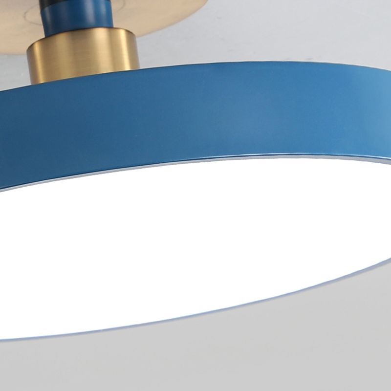 Moderne prägnante kreisförmige LED -Deckenleuchte schmiedeeiserne Makkaron -Halbflush -Halterung mit Acrylschatten