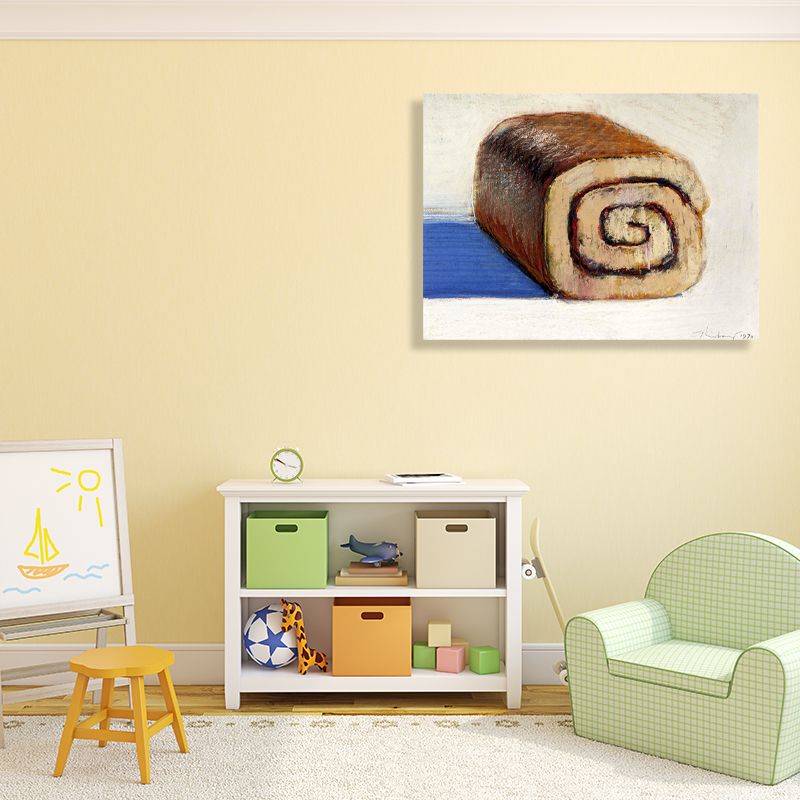 Roll Cake Painting Brown Canvas Wall Art Print Textured, Multiple Sizes Available